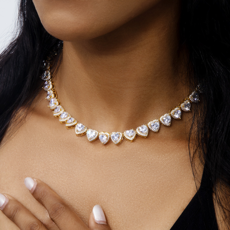 Helloice Iced 10mm Heart Cluster Tennis Chain Choker