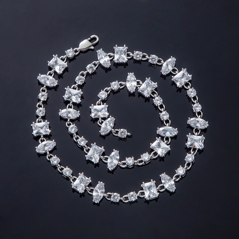 Helloice  Iced CZ Clear Mixed Shape Tennis Chain