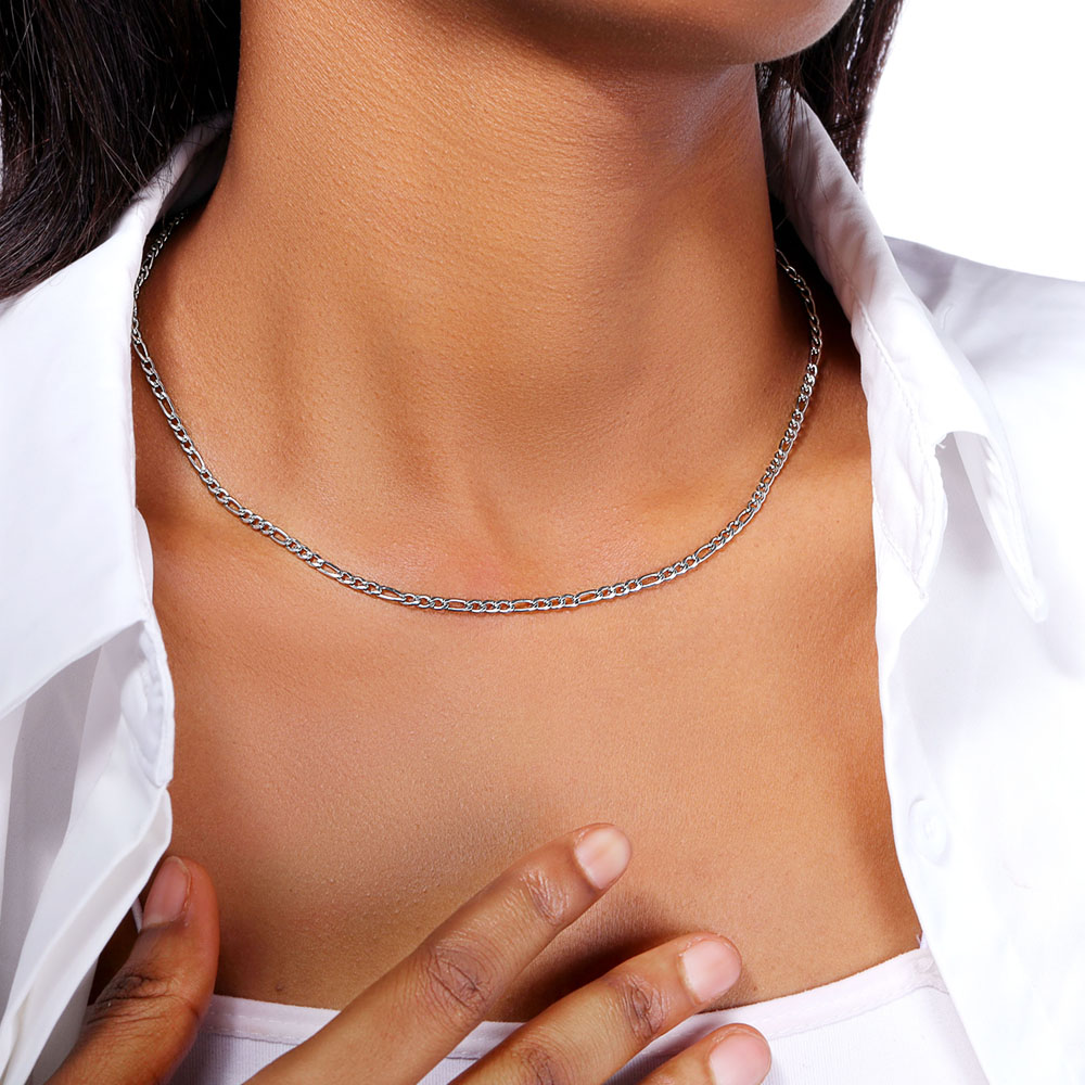 Helloice Women's 3mm Figaro Chain