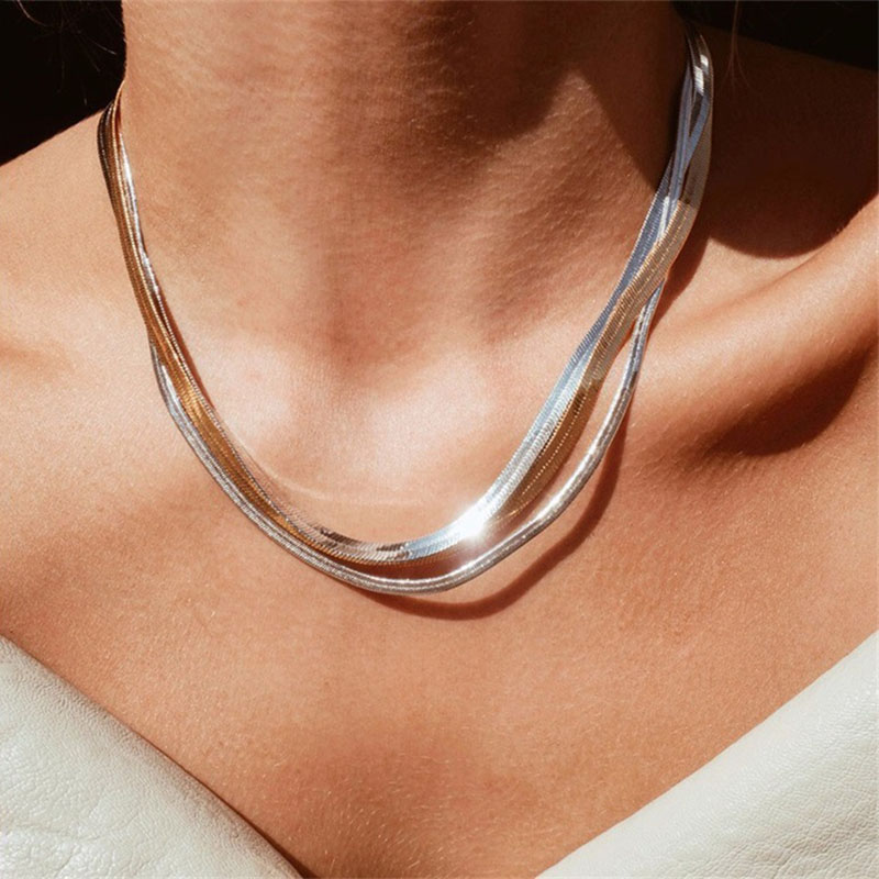 Helloice 2mm/3mm/4mm/5mm Herringbone Chain in Silver