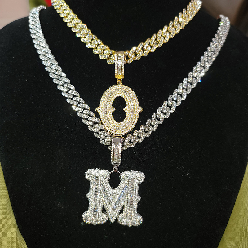 Helloice  Iced A-Z Thorns Baguette Initial Letters Pendant