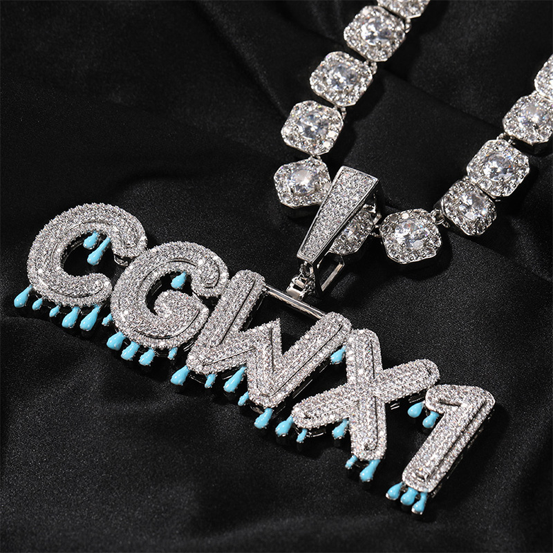 Helloice Custom Glowing Drip Name/Numbers Pendant