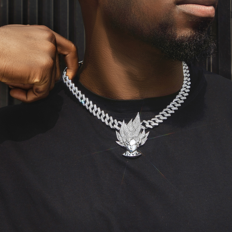 Helloice Iced Super Saiyan 12mm 20" Prong Cuban Chain