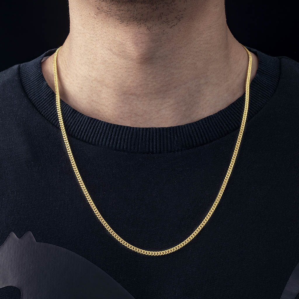Helloice 3mm Cuban Chain in Gold