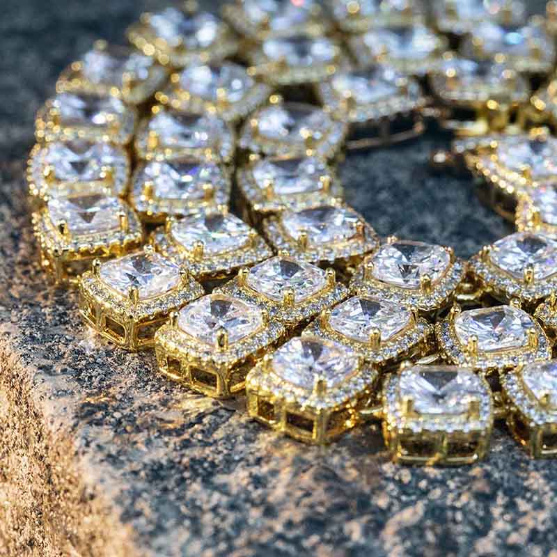 Helloice 10mm Clustered Tennis Chain in Gold