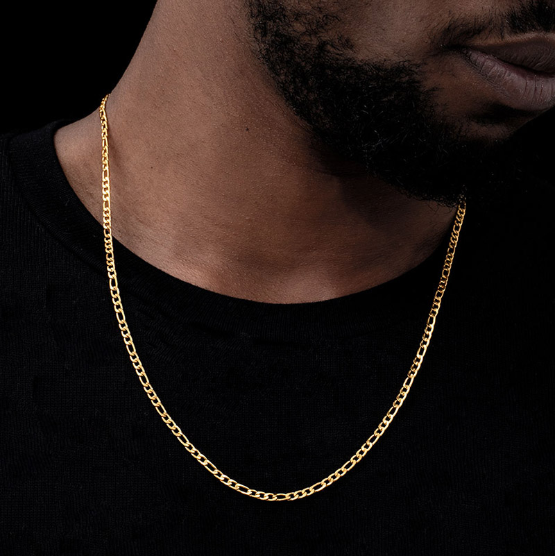 Helloice 3mm Figaro Chain in Gold