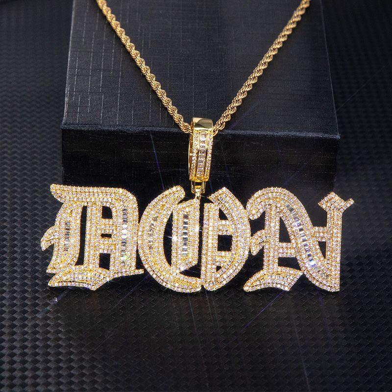 Helloice Custom Iced Baguette Old English Pendant