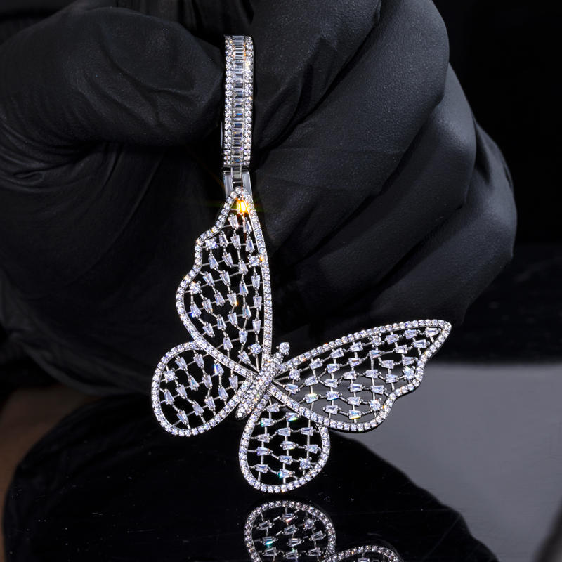 Helloice Sparkling Baguette Studded Butterfly Pendant