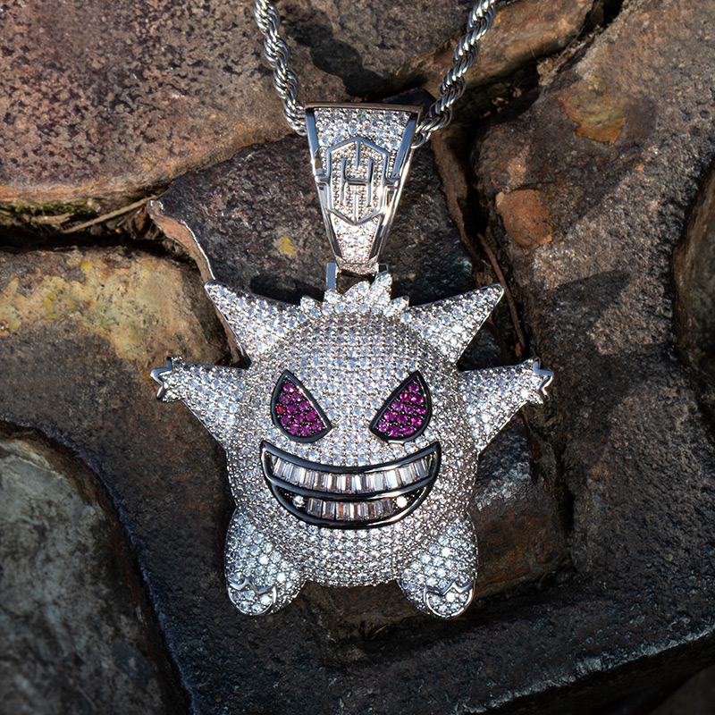 Helloice Iced Gengar Pendant in White Gold