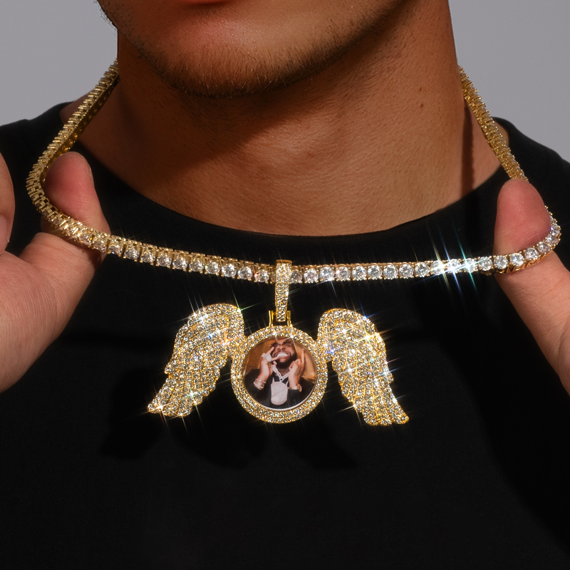 Helloice Iced Custom Wings Photo Pendant