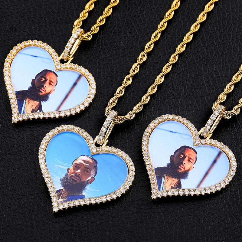 Helloice Custom Iced Heart Shape Photo Pendant