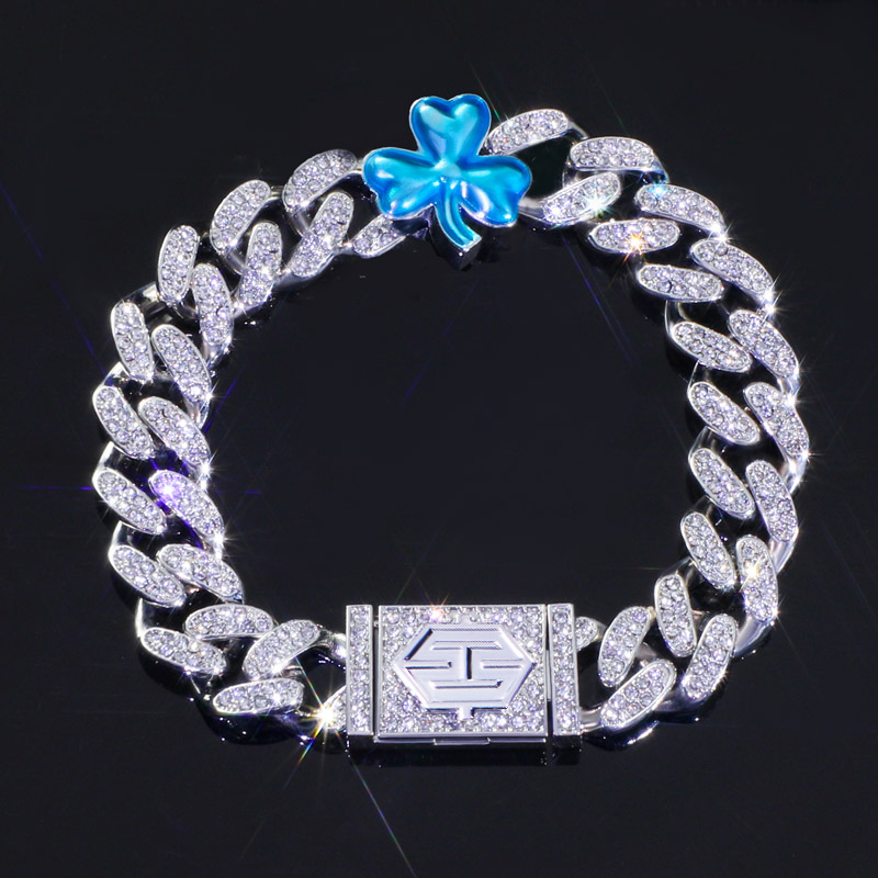 Helloice  Three-Leaf Iced Miami Cuban Bracelet