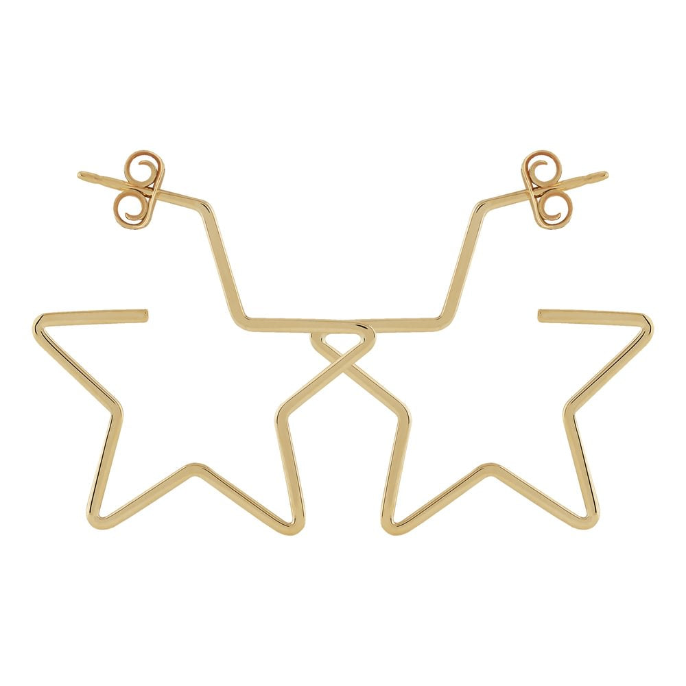14k Gold Star Hoop Earrings
