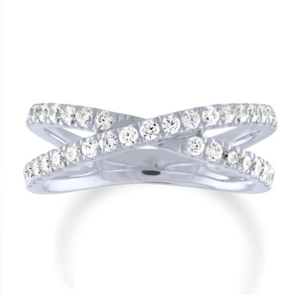 14k Diamond Criss Cross Band