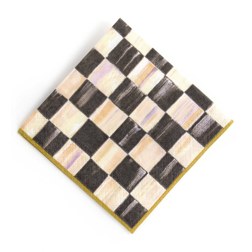 MacKenzie-Childs Courtly Check Paper Napkins - Cocktail - Gold