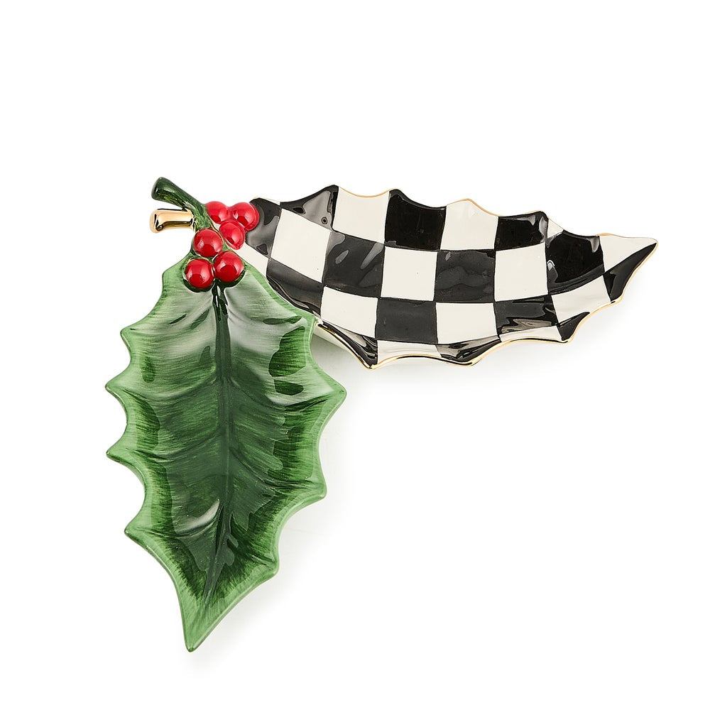 MacKenzie-Childs Holly Leaf Ceramic Trinket Tray