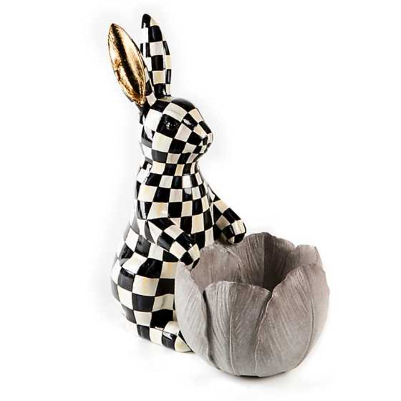 MacKenzie-Childs Courtly Check Bunny Flower Pot