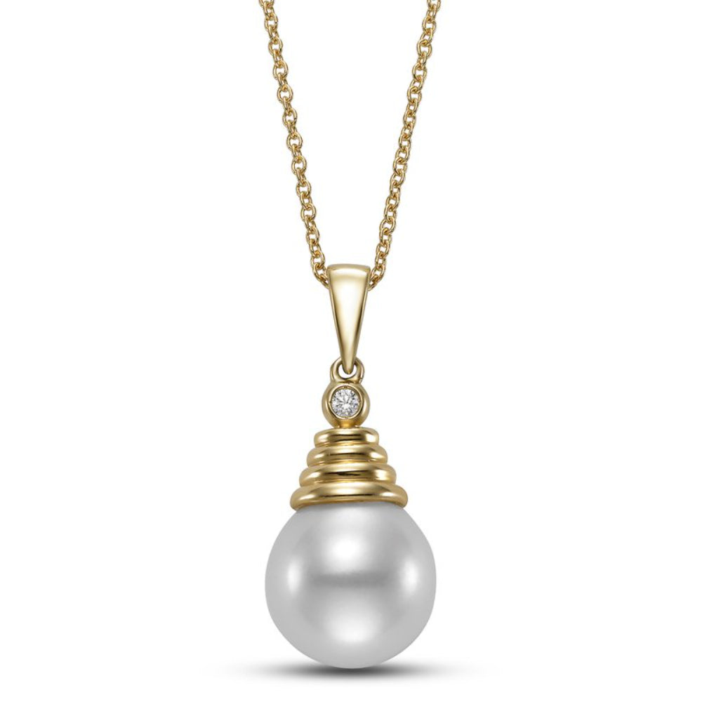 Mastoloni 14k Gold Freshwater Pearl Diamond Pendant