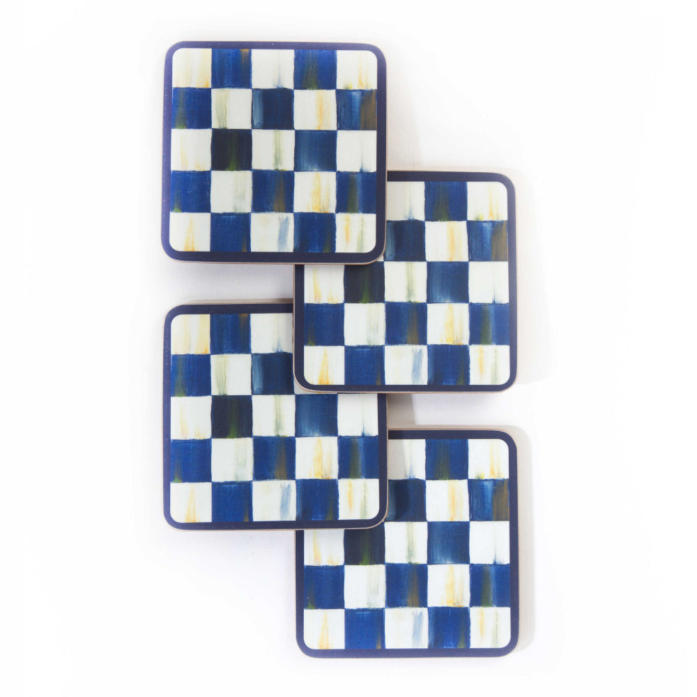 MacKenzie-Childs Royal Check Cork Back Coasters - Set of 4