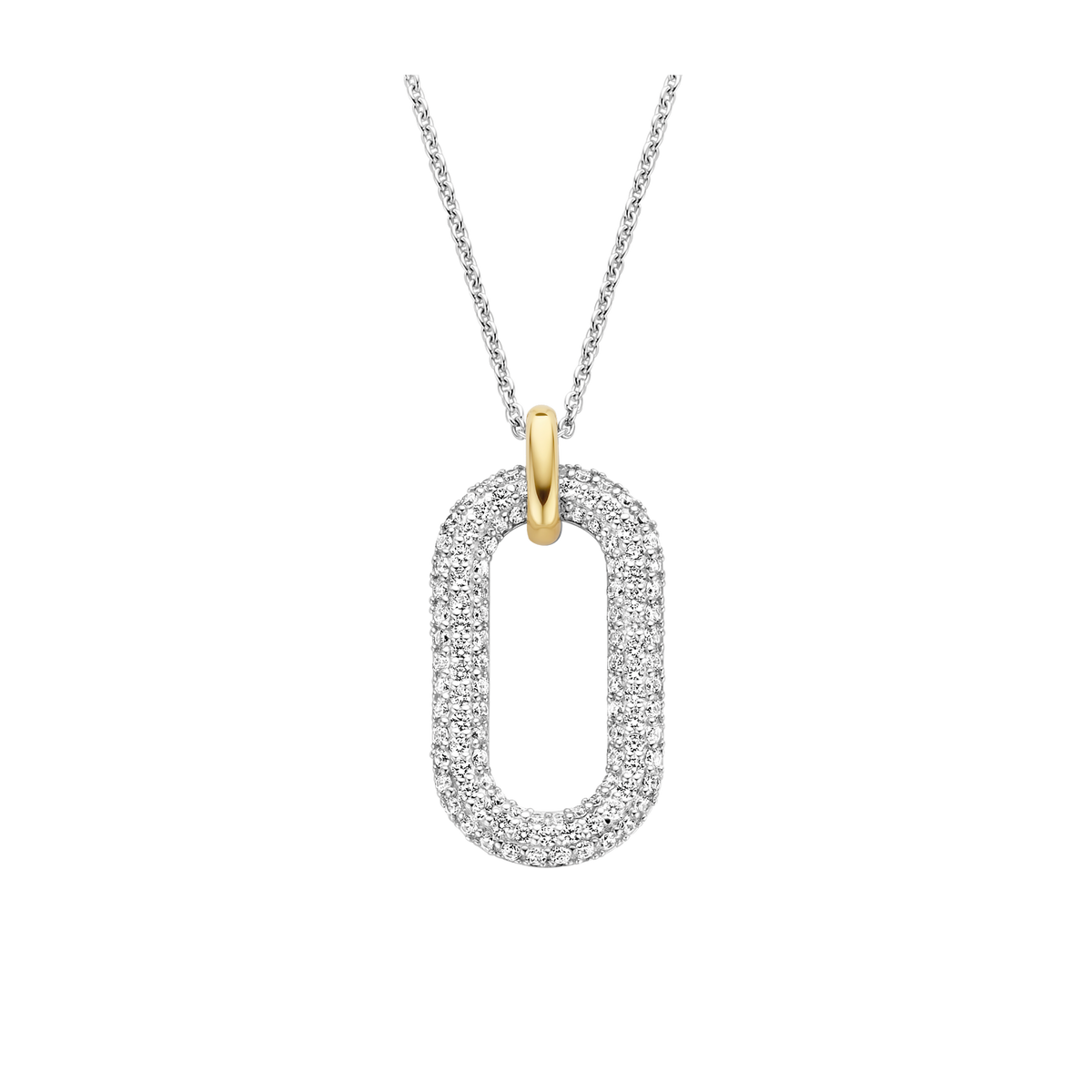 TI SENTO-Milano Sterling Silver Oval CZ Pendant Necklace