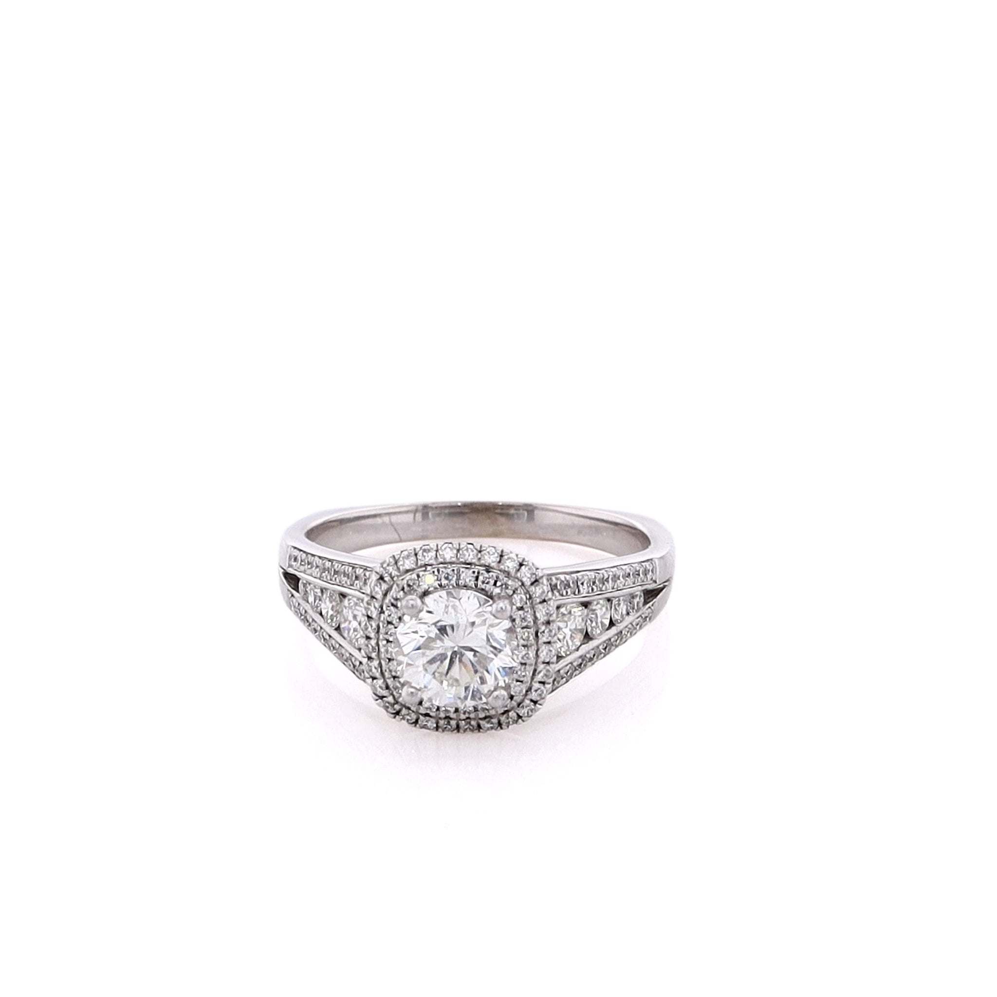Estate 18 Karat White Gold Diamond Engagement Ring