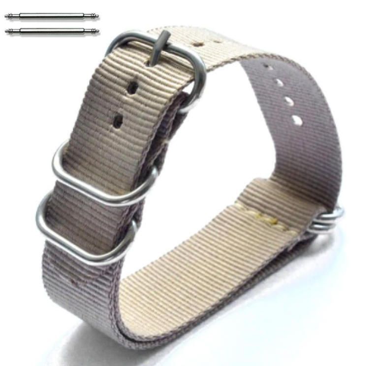 5 Ring Ballistic Army Military Khaki Nylon Fabric 20mm Replacement Watch Band #3021