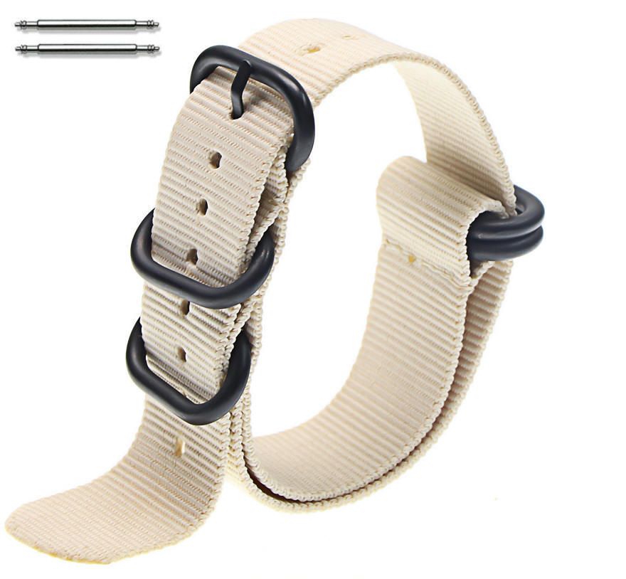 5 Ring Ballistic Army Military Khaki Nylon Fabric 20mm Replacement Watch Band #3022
