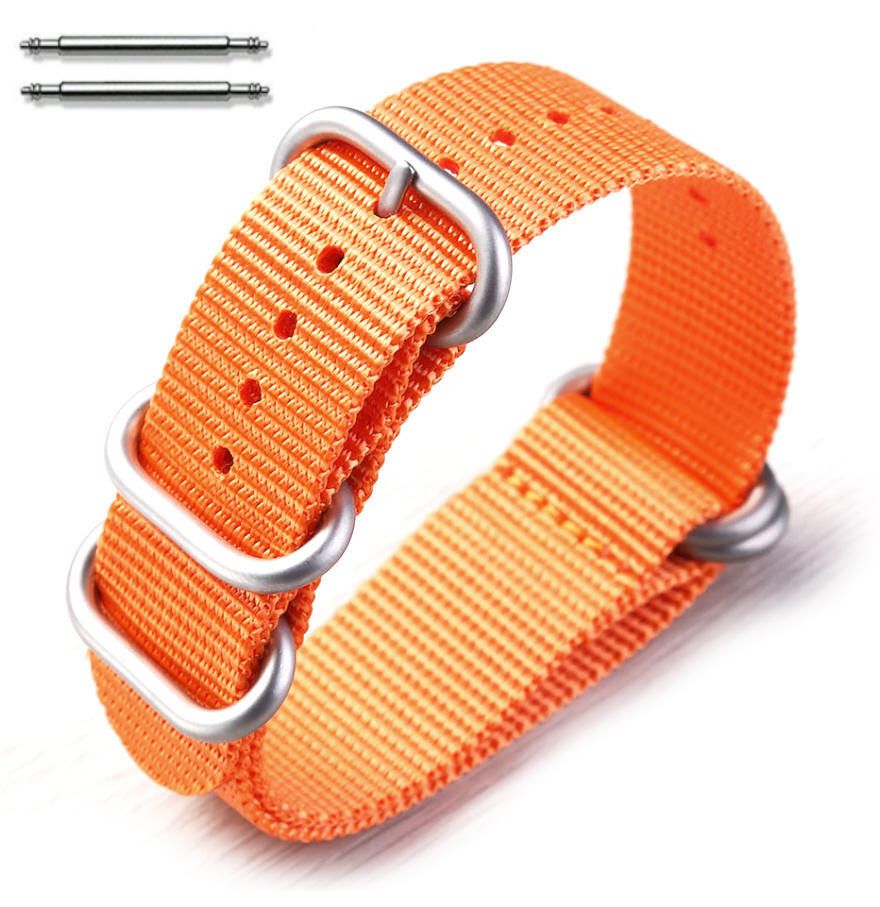 5 Ring Ballistic Army Military Orange Nylon Fabric 22mm Replacement Watch Band #3025