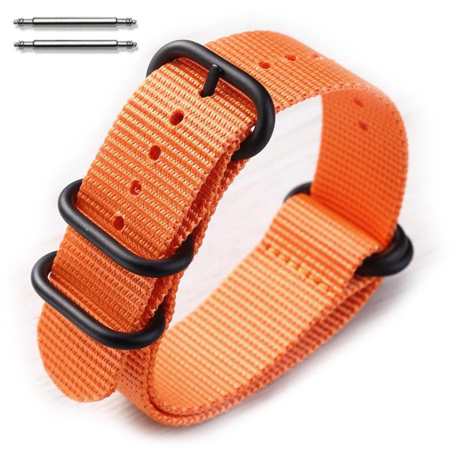 5 Ring Ballistic Army Military Orange Nylon Fabric 24mm Replacement Watch Band #3026