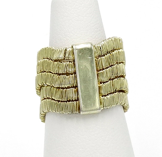 Wire Wrapped Sterling Vermeil Flexible Five Line Reversible Ring