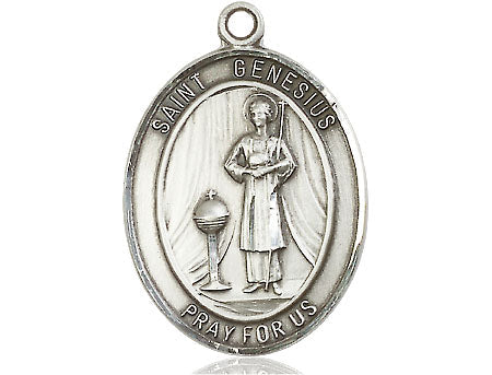 Extel Large Oval Pewter St. Genesius of Rome Medal Made in USA