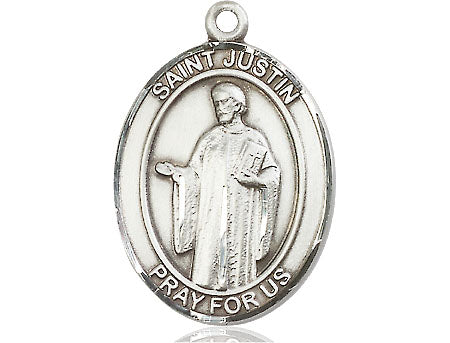 Extel Large Oval Pewter St. Justin Medal Made in USA