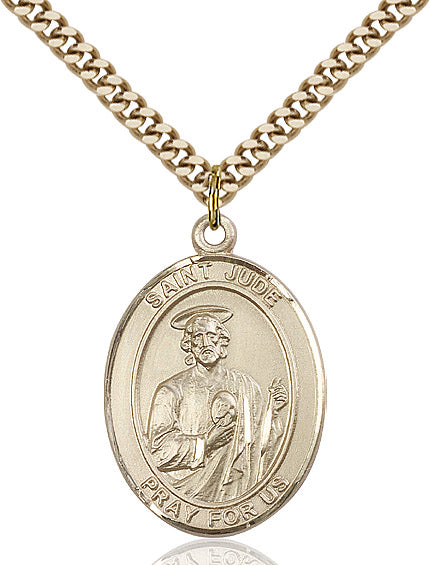 Extel Large Oval 14kt Gold Filled St. Jude Pendant 24" Chain
