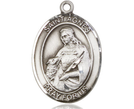 Extel Large Oval Pewter St. Agnes of Rome Medal Made in USA