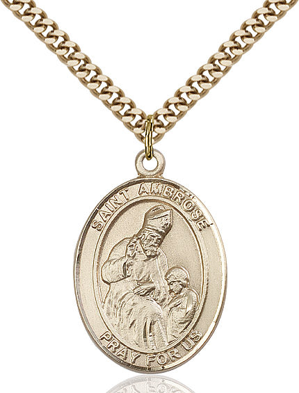 Extel Large Oval 14kt Gold Filled St Ambrose Pendant 24 Inch Chain