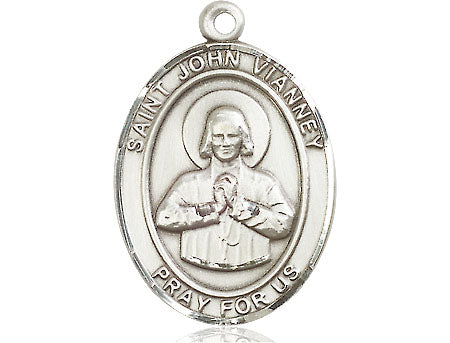 Extel Large Oval Pewter St. John Vianney Medal Made in USA