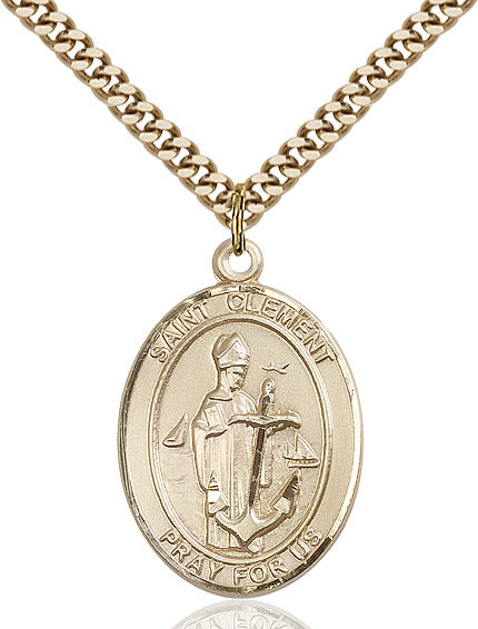 Extel Large Oval 14kt Gold Filled St. Clement Pendant with 24" chain, Made in USA
