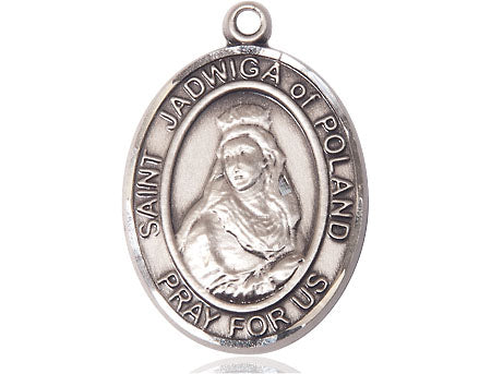 Extel Large Oval Pewter St. Jadwiga Medal Made in USA