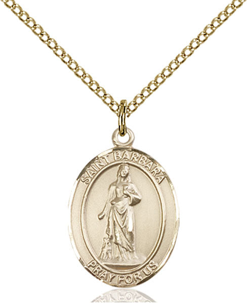 Extel Medium Oval 14kt Gold Filled St. Barbara Pendant 18"