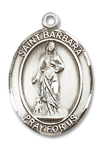 Extel Medium Oval Sterling Silver St. Barbara Medal USA