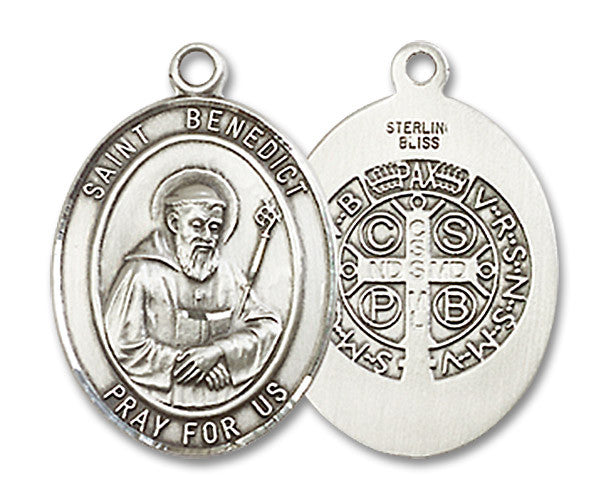 Extel Medium Oval Sterling Silver St. Benedict Medal Made in USA
