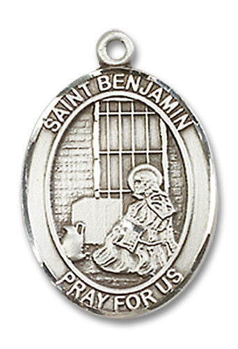 Extel Medium Oval Sterling Silver St. Benjamin Medal Made in USA