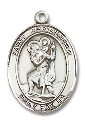 Extel Medium Oval Sterling Silver St. Christopher Medal