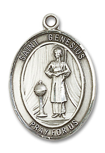 Extel Medium Oval Sterling Silver St. Genesius Medal USA