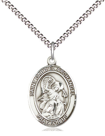Extel Medium Oval Pewter St. Gabriel Pendant with Chain