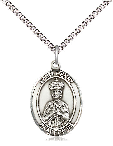 Extel Medium Oval Pewter St. Henry II Pendant with Chain