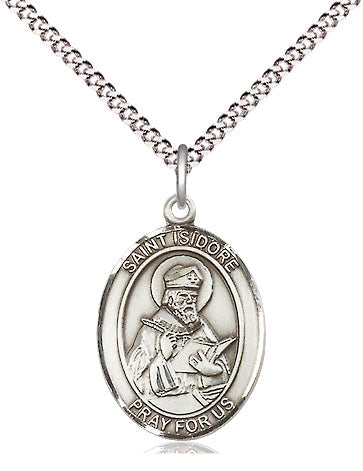 Extel Medium Oval Pewter St. Isidore Pendant with Chain
