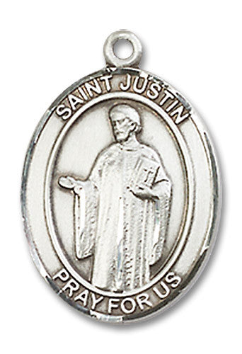 Extel Medium Oval Sterling Silver St. Justin Medal Made in USA