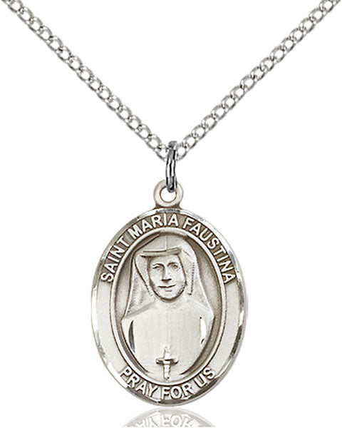 Extel Medium Oval Sterling Silver St. Maria Faustina Pendant