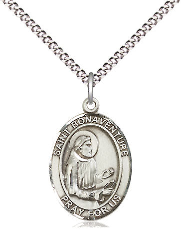 Extel Medium Oval Pewter St. Bonaventure Pendant 18 Inch Chain